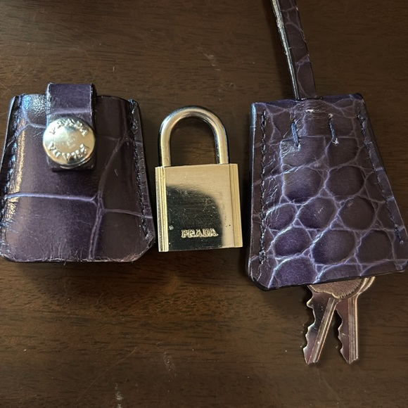 Prada St. Cocco Lucido Crocc Embossed Bauletto Bag with COA - Picture 14 of 17